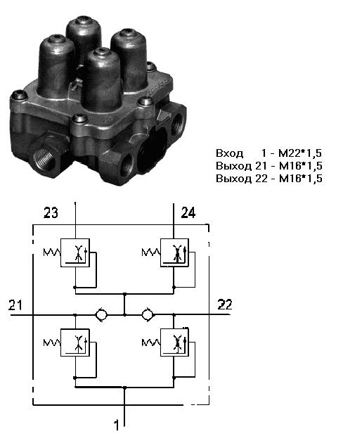 Камаз четырехконтурный защитный клапан схема